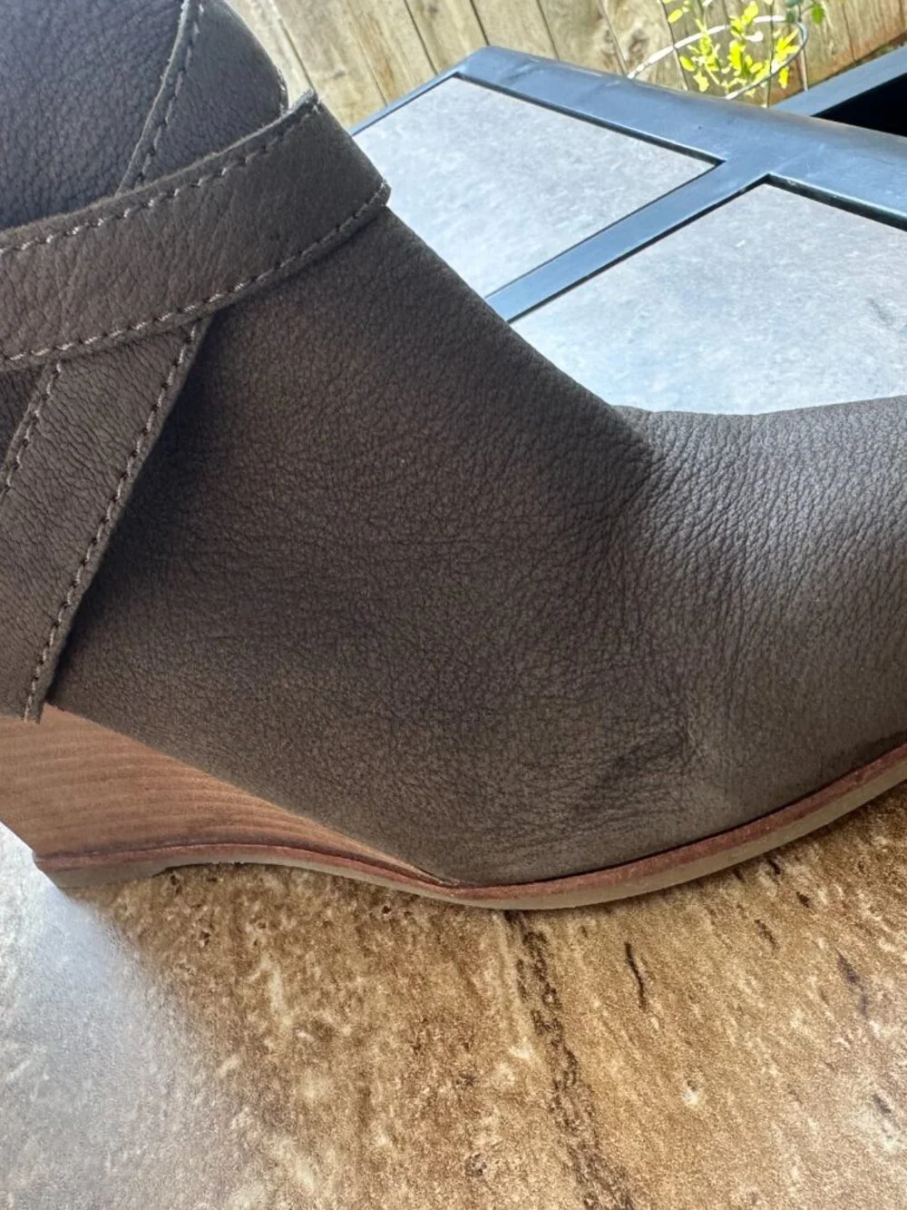 SARTO by Franco Sarto Norfolk Taupe Leather Wedge Booties - Size 9.5